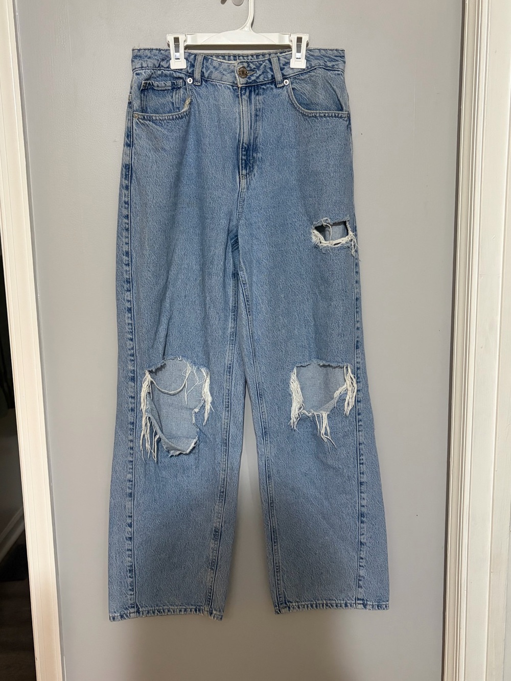 Garage Denim Light Blue Distressed Wide-Leg Ample/Baggy Women’s Jeans Size 28